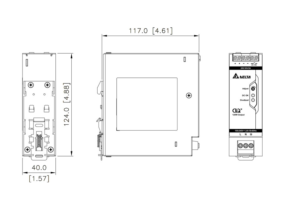 Delta DRM-24V120W1PN DIN Rail CliQ M Series - Image 2