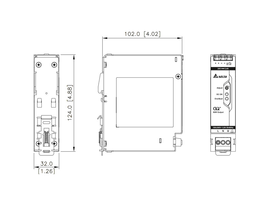 Delta DRM-24V80W1PN DIN Rail CliQ M Series - Image 2