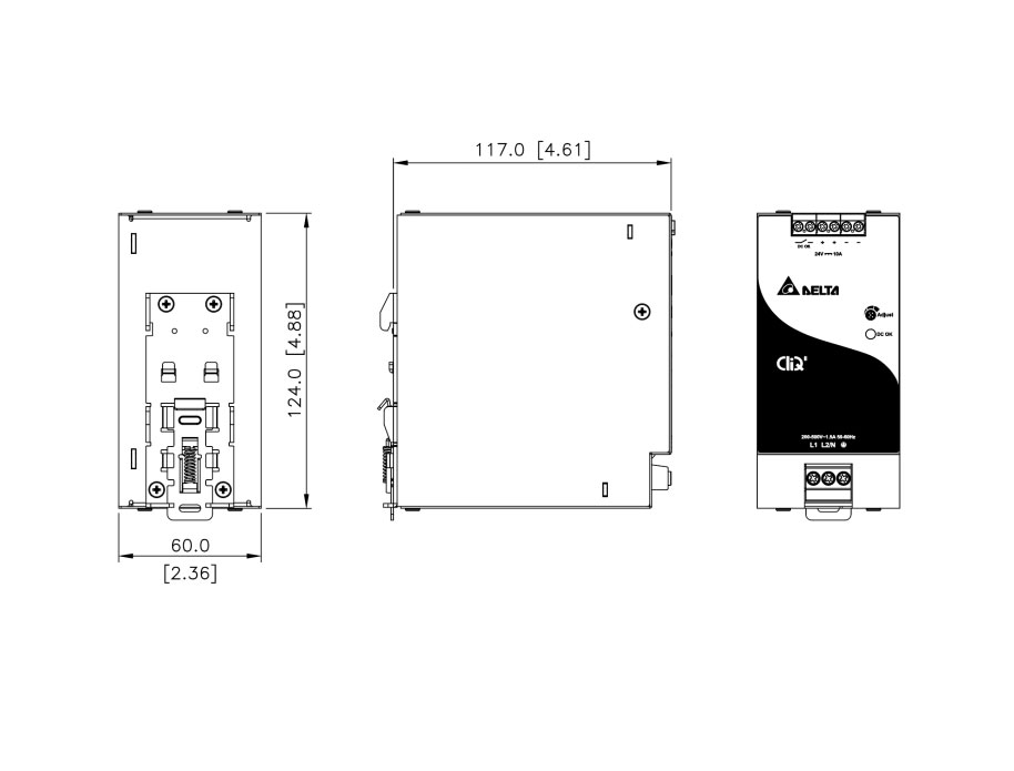 Delta DRP-24V240W2BN DIN Rail CliQ II Series - Image 2