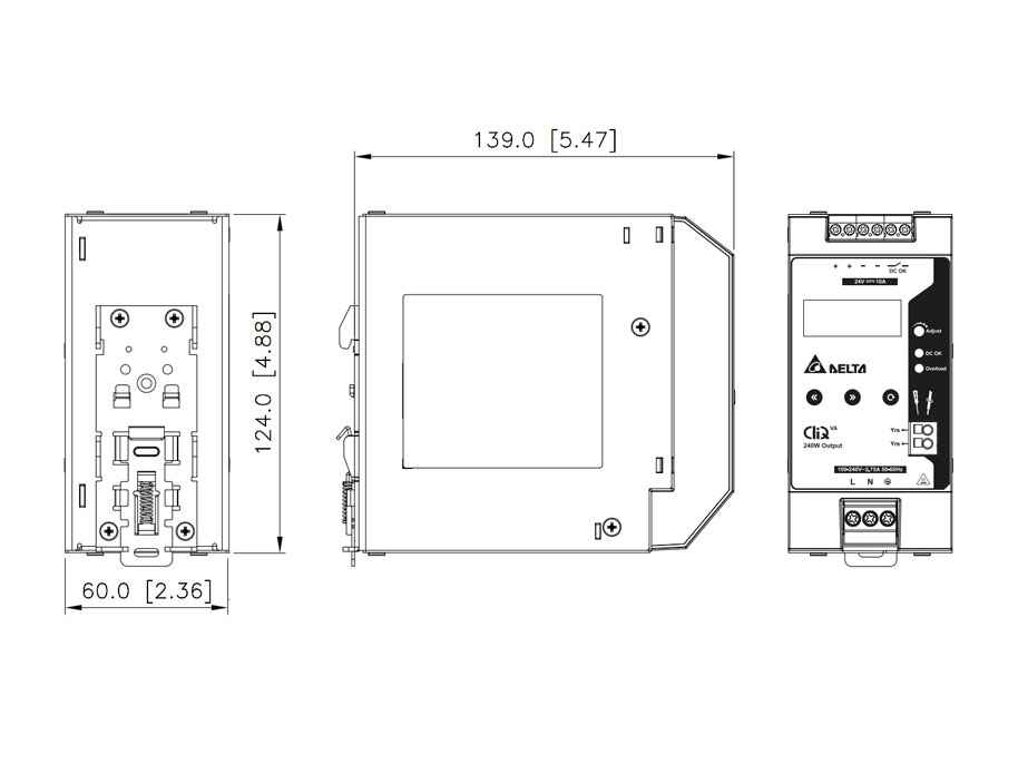 Delta DRV-24V240W1PN DIN Rail CliQ VA Series - Image 2